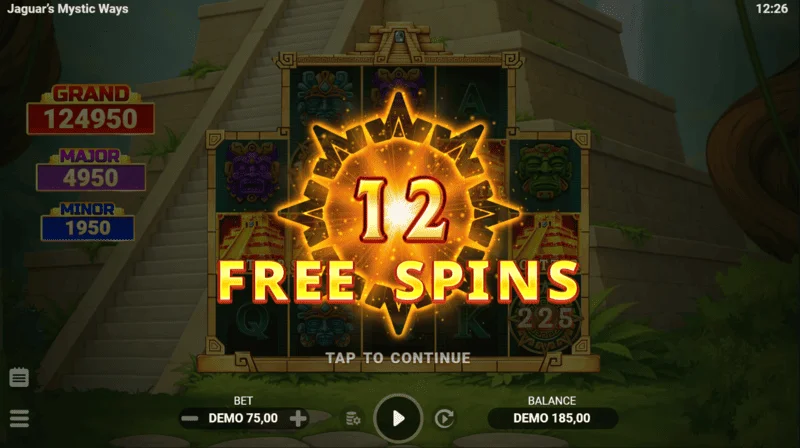 Jaguar's Mystic Ways - 12 free spins in the bonus