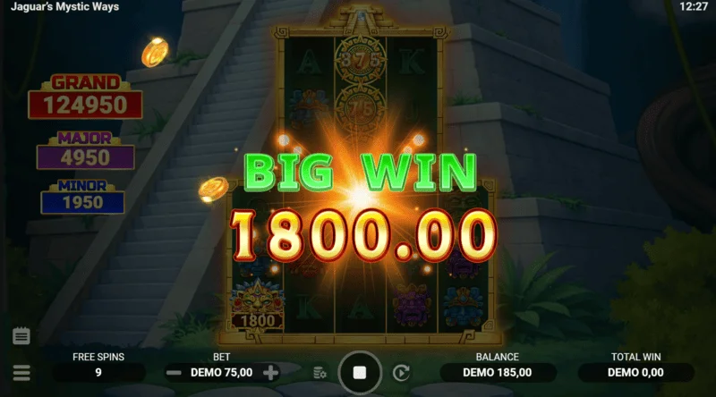 Jaguar's Mystic Ways - big win on the reels